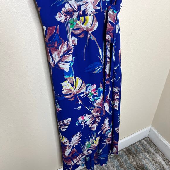 Chris McLaughlin Blue Floral Maxi Wrap Dress 12 - Picture 3 of 12